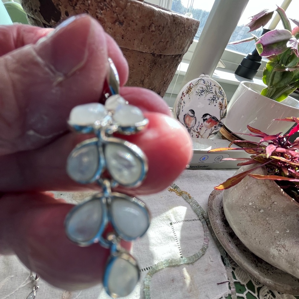 Moonstone and sterling drop earrings